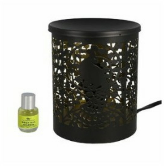 NWT Handcrafted Iron Peacock Pattern Lamp With Green Tea & Geranium Fragrance - Picture 2 of 8